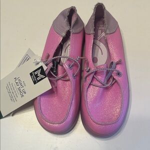 Sparkly Pink Kids Moccasins with Light-Up Soles